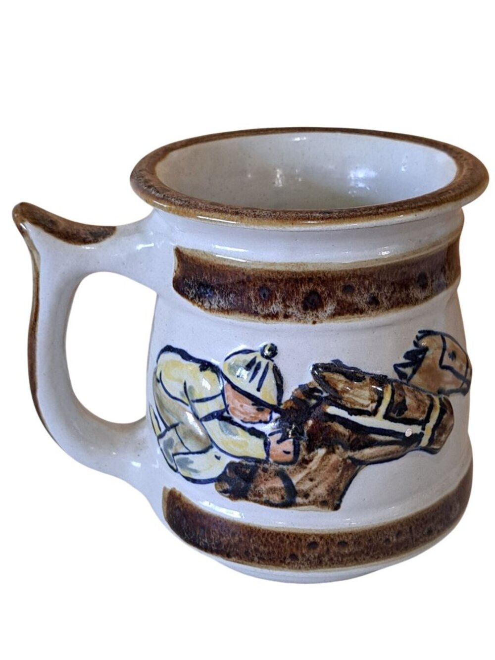 Vintage 70's Kentucky Derby Louisville Stoneware Mug Churchill Downs 3D Horse
